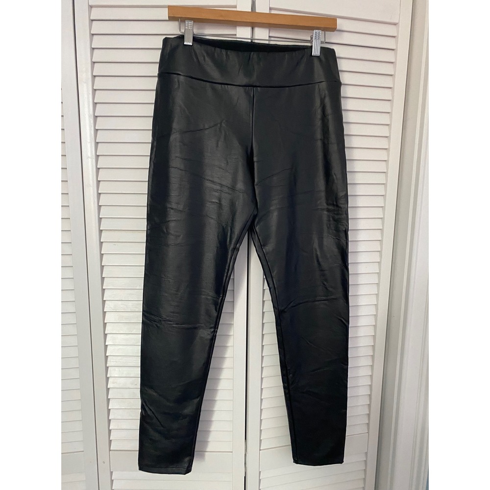Calzedonia Black Faux Leather Thermal Leggings Size L MIP037/019 Skinny Pants